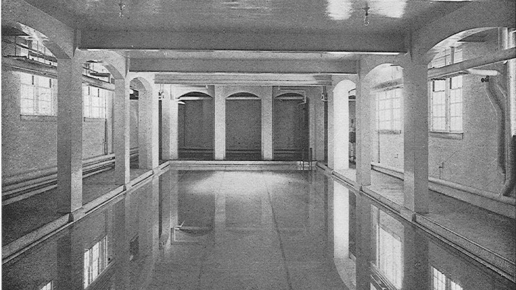 Swimming pool located in Memorial Hall during the early years