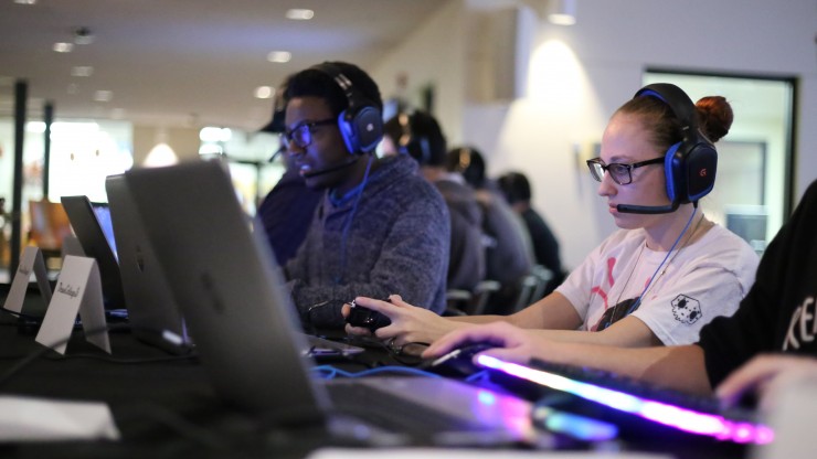 Students participating in the ESports Tournament.
